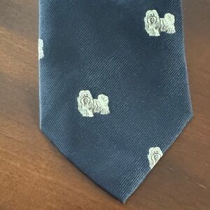 Classic Navy Tie with Dog Pattern